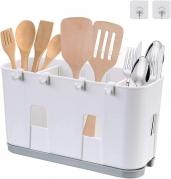 EQLEF Cutlery Drying Rack Holder Kitchen Utensil Drying Basket Knife and Fork Spoon Drain Holder Sink Cleaning Up Caddy Organisers